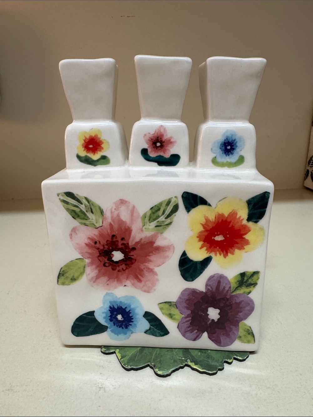 Anthropologie handpainted ceramic tulipiere